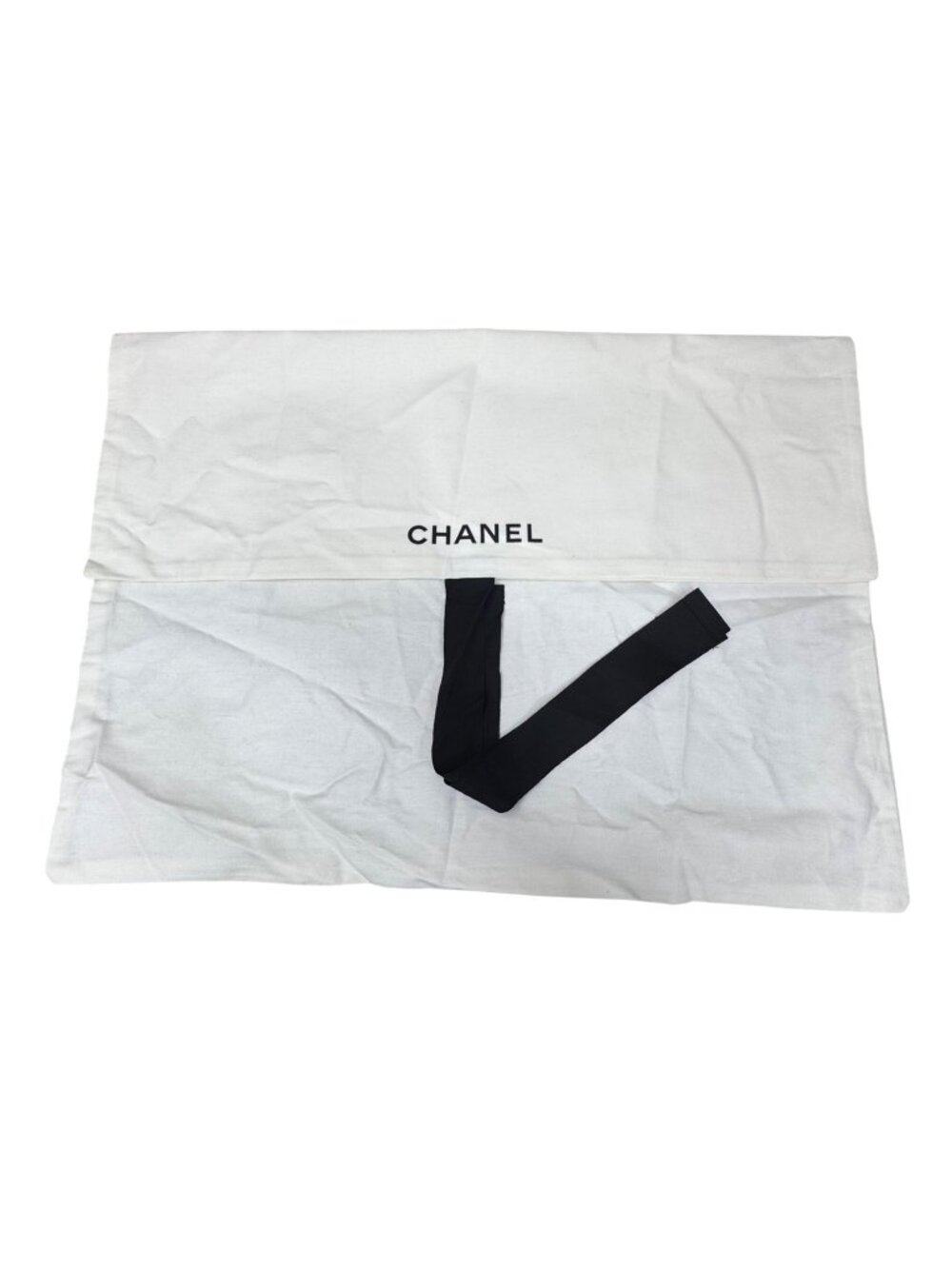 Chanel Dust Bag Envelope Black Tie Closure 18" X 13" Cotton Storage Bag Purse